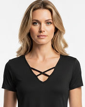 Load image into Gallery viewer, Anything Goes Black Criss Cross Top