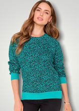 Load image into Gallery viewer, Rule The World Teal Printed Sweater