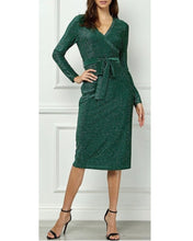 Load image into Gallery viewer, Holiday Cheer Green Sparkle Dress
