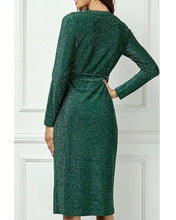Load image into Gallery viewer, Holiday Cheer Green Sparkle Dress
