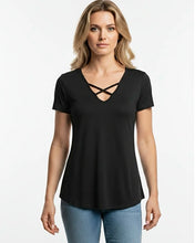 Load image into Gallery viewer, Anything Goes Black Criss Cross Top
