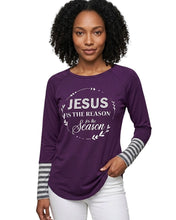 Load image into Gallery viewer, Jesus Is King Purple Long Sleeve Top
