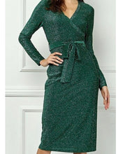 Load image into Gallery viewer, Holiday Cheer Green Sparkle Dress
