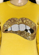 Load image into Gallery viewer, Giving Lip Service Yellow Sweater
