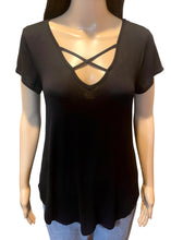 Load image into Gallery viewer, Anything Goes Black Criss Cross Top
