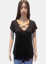 Load image into Gallery viewer, Anything Goes Black Criss Cross Top

