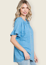 Load image into Gallery viewer, Chase Your Dreams Blue Peasant Top
