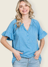 Load image into Gallery viewer, Chase Your Dreams Blue Peasant Top
