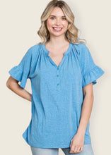 Load image into Gallery viewer, Chase Your Dreams Blue Peasant Top
