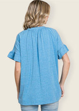 Load image into Gallery viewer, Chase Your Dreams Blue Peasant Top
