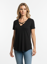 Load image into Gallery viewer, Anything Goes Black Criss Cross Top
