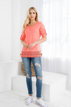 Load image into Gallery viewer, Where You Belong Coral Lace Top
