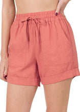 Load image into Gallery viewer, Summer Nights Rose Linen Shorts

