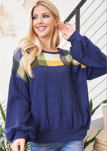 Load image into Gallery viewer, Autumn Leaves Navy Blue Sweater

