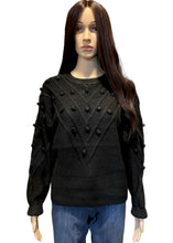 Load image into Gallery viewer, Always On My Mind Black Pom Sweater
