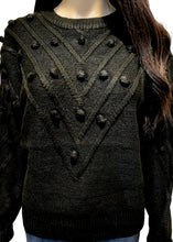 Load image into Gallery viewer, Always On My Mind Black Pom Sweater
