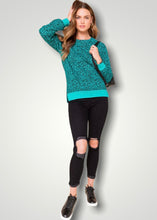Load image into Gallery viewer, Rule The World Teal Printed Sweater
